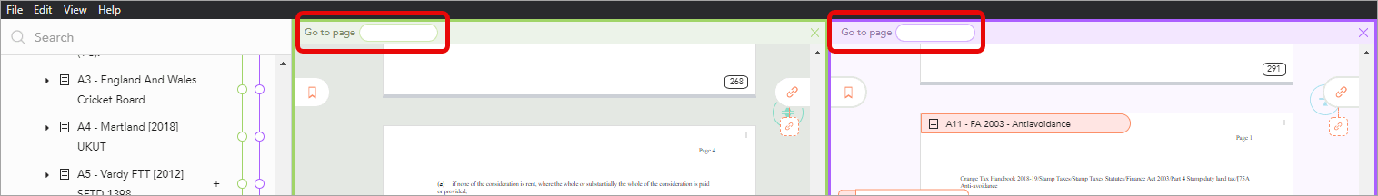 Screenshot of the Go to page UI feature