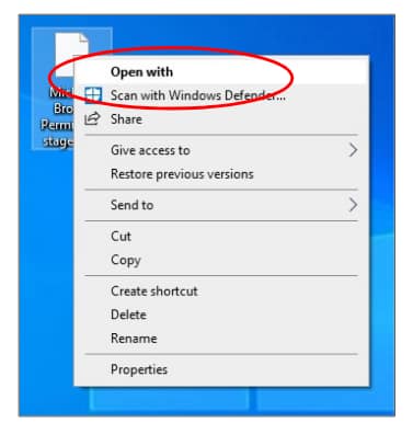 Open With screenshot