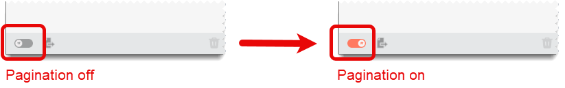 Screenshot of Casedo pagination toggle in both positions